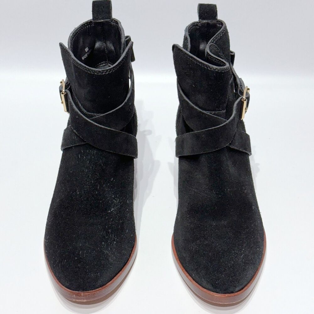 Kate Spade Polly Black Suede Buckle Strap Ankle Booties Boots Women’s Size 8M - Picture 5 of 8